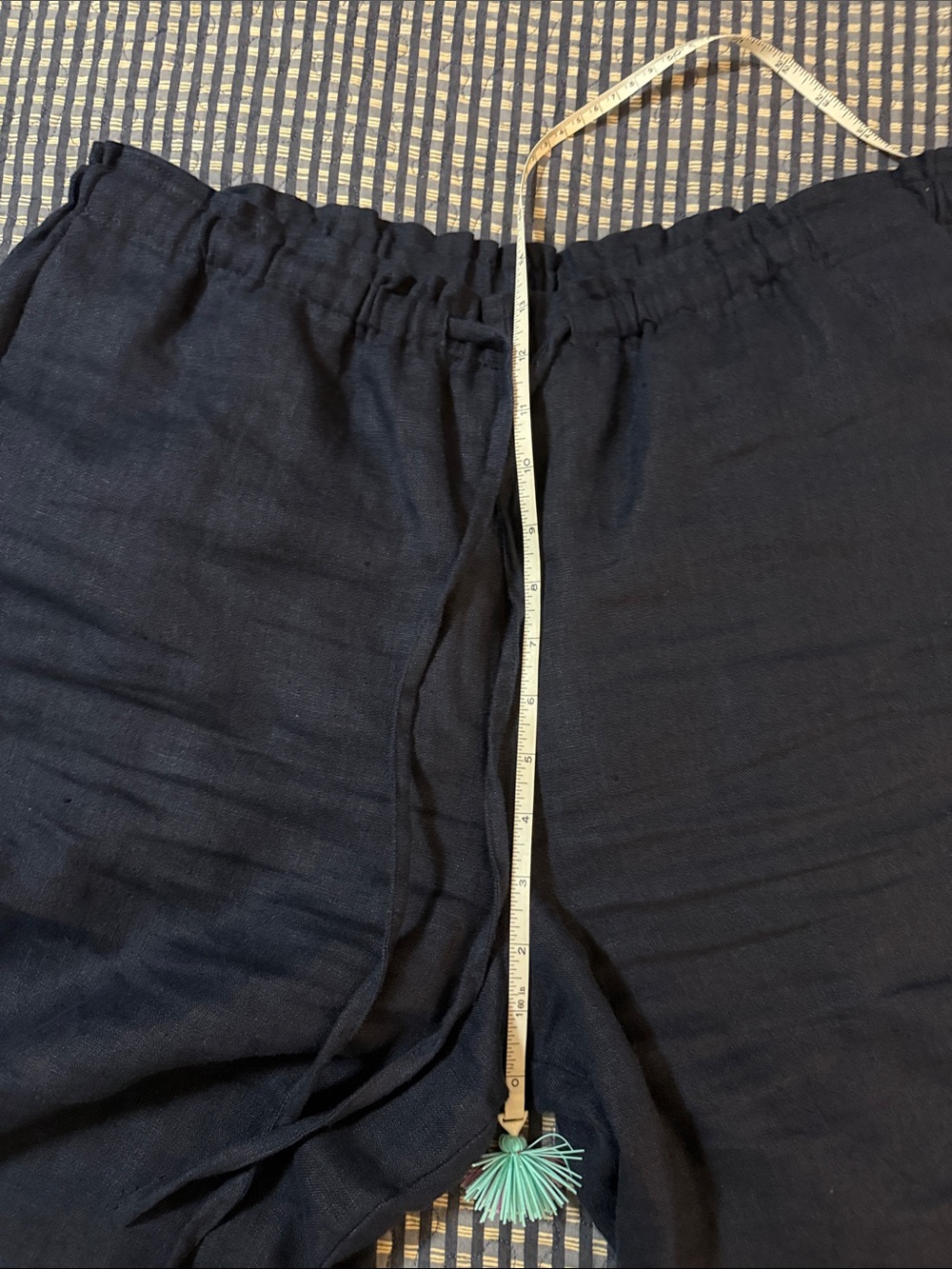 Boden Navy Wide-Leg Drawstring Linen-Blend Pants - Picture 9 of 10